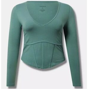 Torrid Foxy V-Neck Corset Top Dark Forest 3X